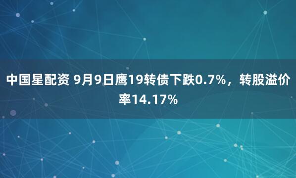 中国星配资 9月9日鹰19转债下跌0.7%，转股溢价率14.17%